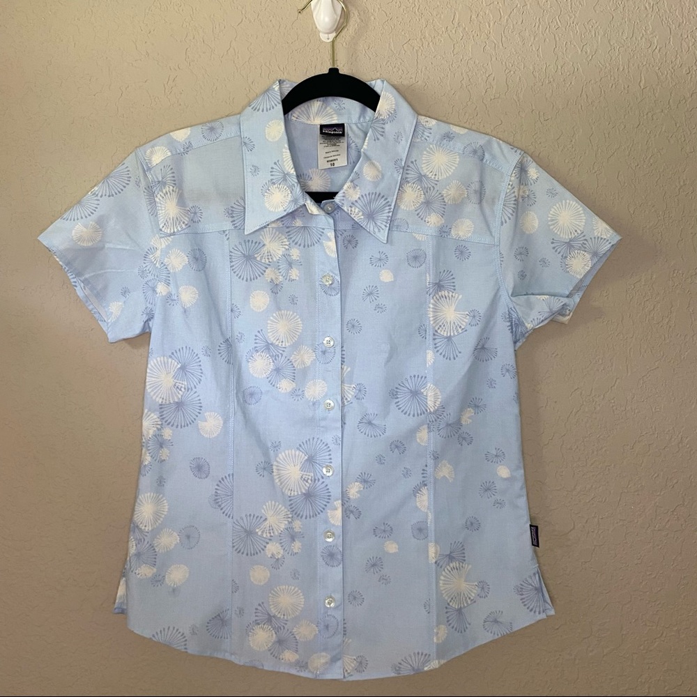 Patagonia Dandelion Button Up Short Sleeve Top. Size 10